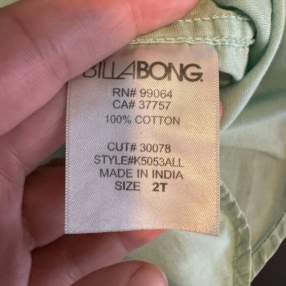 Billabong Toddler Boy Mint Green Short Sleeve Button-Up Shirt, Size 2T - Picture 4 of 7